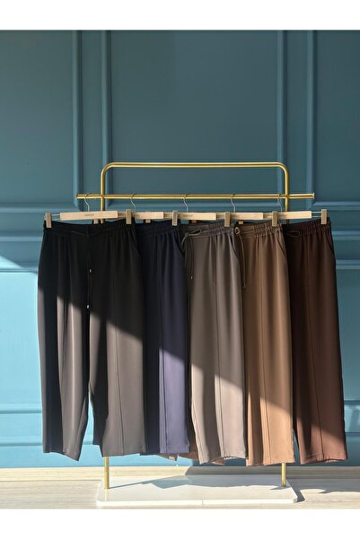 Sentez Elegance Beli Lastikli Dar Paça Pantolon Siyah
