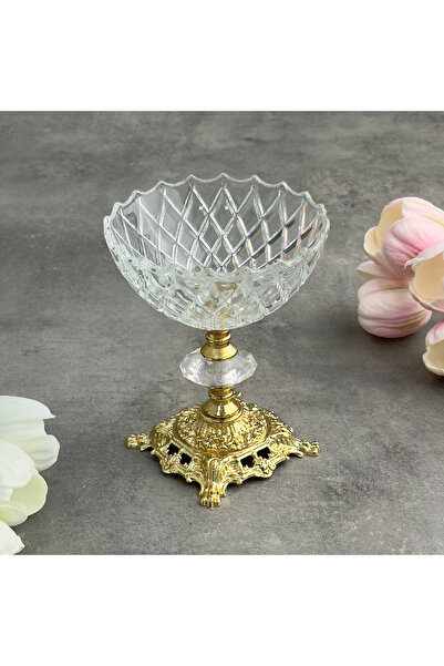 Efegil gold-stem dessert cup 12x12x14 cm, transparent