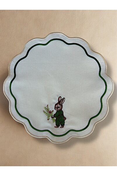 LİONYA DESİGN 2'li Tavşan Nakışlı Sofra & Sunum Peçetesi - 30x30 (Sofralık & ...