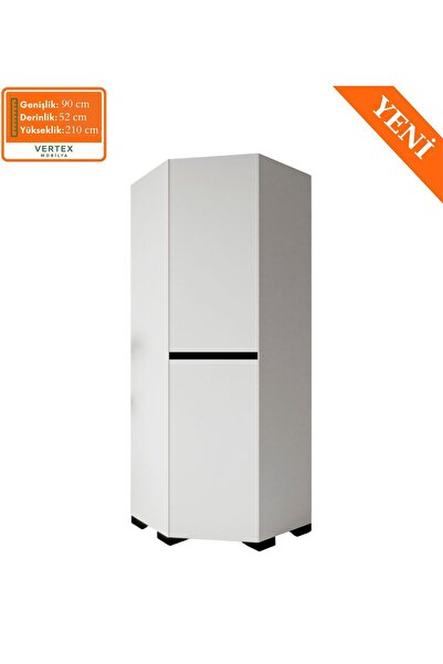 VM VERTEX MOBİLYA Floransa Köşe Modül Beyaz-Antrasit Gardırop