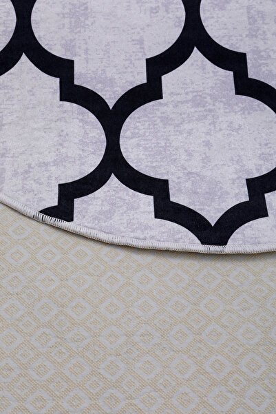 Dijidekor Digital Oval Fringeless Carpet Modern Designed Gray Color Erasable Floor Mat 160X200