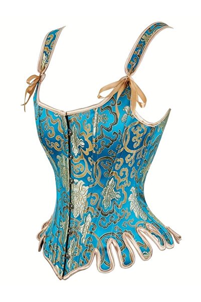 MARCELY Vintage Peahen Color Corset - Peacock Blue Corset - Costume
