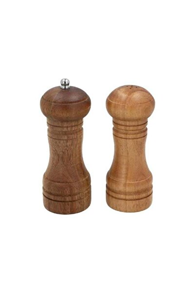 Premium Wooden Salt and Pepper Mill Grinder Set – 2 Pieces – Natural Finish