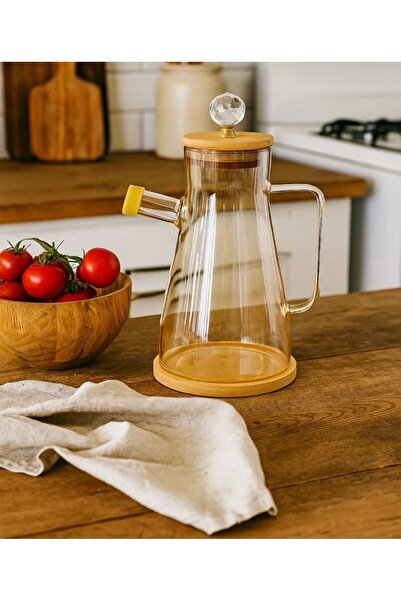 Daisy Bambu Kapaklı Borosilikat Cam Yağlık Sirkelik