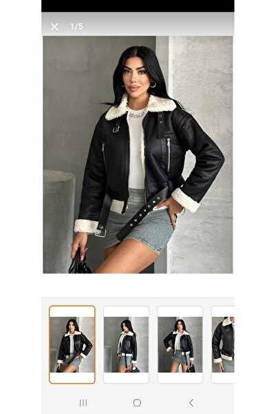 cottonage Γυναικείο δερμάτινο παλτό με ζώνη και επένδυση από γούνα