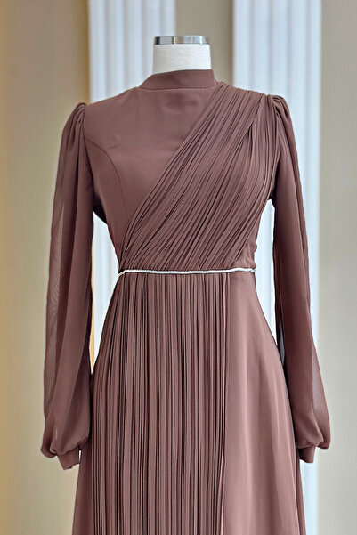 Amine Hüma Arin Abiye Elbise Kahverengi