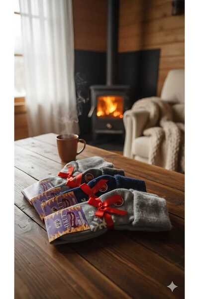 AYKUT TÜYLÜ KIVRIK HAVLU THERMAL ÇORAP; KIŞLIK; ASORTİ 4'LÜ PAKET; 36-40 NUMARA