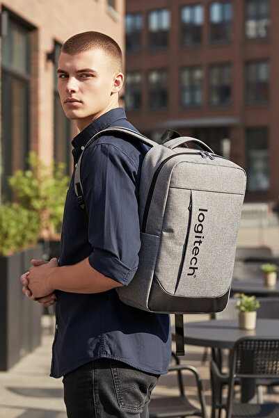 logitech Original Unisex 15.6 Inch Laptop Multi-Compartment Luxury Casual Gray Women Men Laptop Backpack