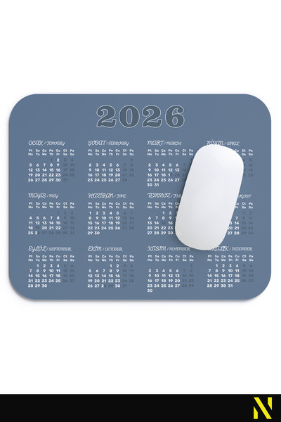 nilizma 2026 Calendar Navy Blue Ergonomic Mouse Pad with Non-Slip Surface Ideal Mousepad for Home and Office Use
