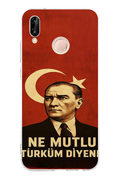 TechTree حافظة سيليكون متوافقة مع هاتف Huawei P20 Lite، علم تركيا السعيدة، أت...