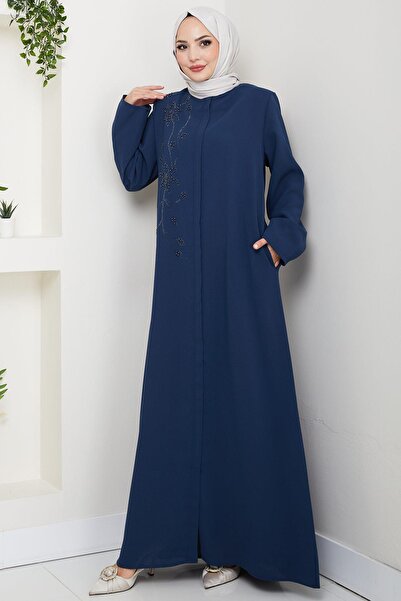 hafsamina Flower Detail Stone Ferace Petrol Hm2847