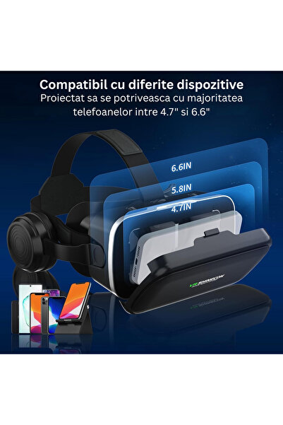 OEM VR 3D glasses set with wireless headphones and gamepad, adjustable acrylic lenses, 9D immersive sound, compatible