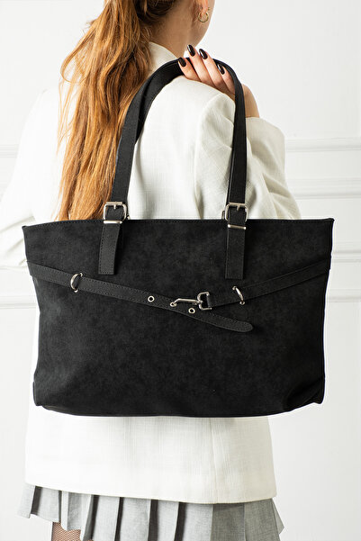 Valu Accessorize حقيبة كتف نسائية من الجلد السويدي من بيانكو مع تفاصيل حزام