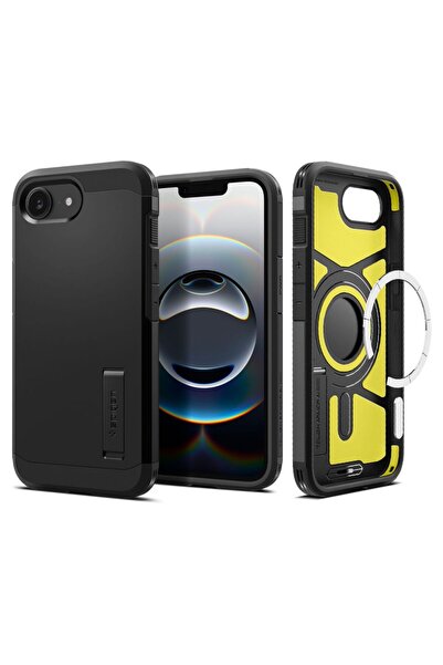 Spigen Husă iPhone 16e cu armură rezistentă și suport MagSafe - Negru