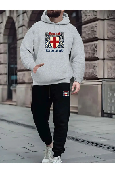 Soothing Space Unisex Oversized England Crest – England Arma B Printed Hoodie & Jogger Tracksuit Set