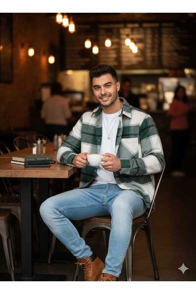 YNGMENCLASS Single Pocket Detail Carded Textured Cashmere Cotton Collar Buttoned Winter Woodcutter Shirt