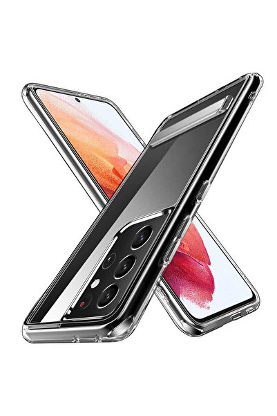 zore Galaxy S21 Ultra Compatible Stand Transparent Silicone Senk L-Stand Case-No Color