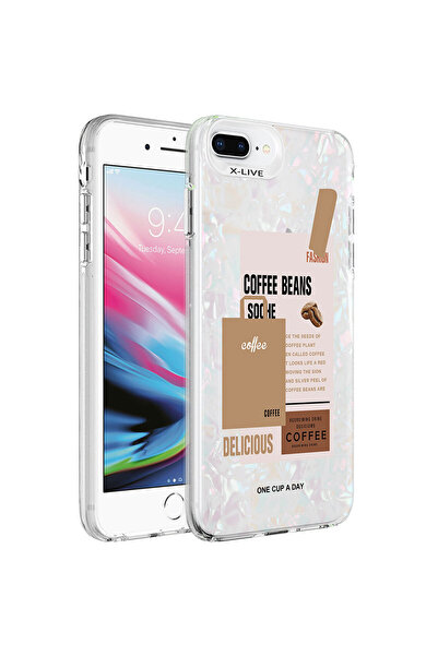 zore iPhone 7 Plus Case Marble Pattern Senk Marbello Cover - Brown