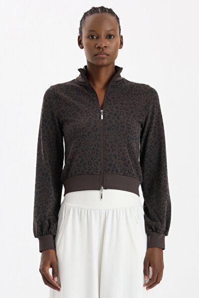 COMEUP Bomber Jacket Leopard Patterned Cocoa Dance