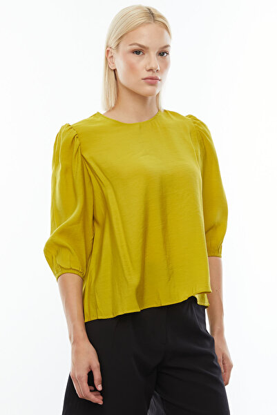 PAULMARK Crew Neck Shoulder Detail Blouse