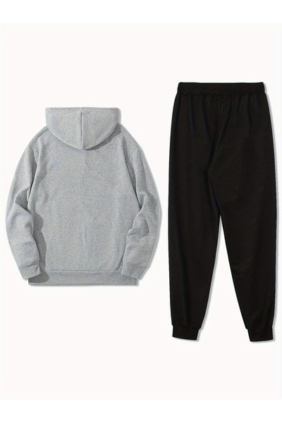 Soothing Space Unisex Oversized Black Written Hoodie & Jogger Sweatpants Set