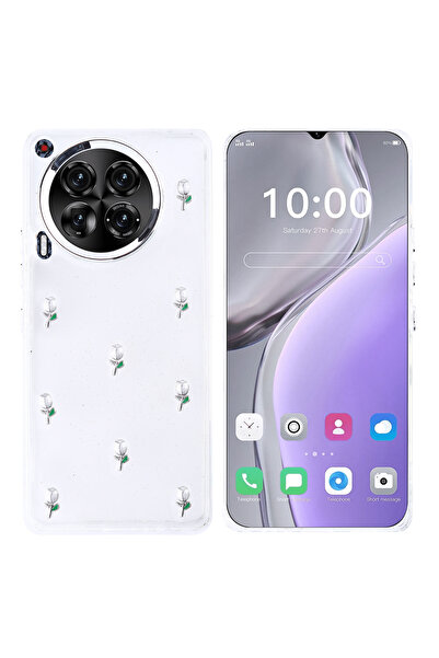 zore Tecno Camon 30 5g Case Airbag Design Glitter Transparent Senk Pole Cover - Star