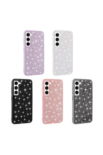 zore Galaxy S23 Compatible Shiny Stone Design Diamond Senk Case-White