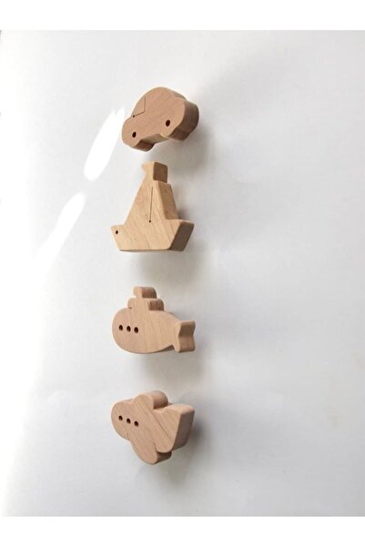 MİESSA 6 Pieces! Baby Room Wooden Handle, Handle with Airplane Car, Handle with Vehicle for Baby Kids Room