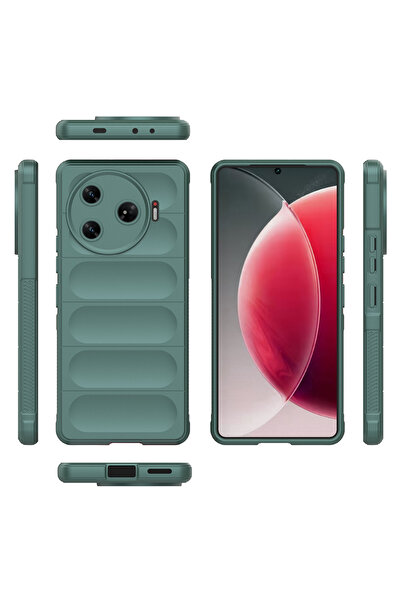 zore Tecno Spark 30 Pro Case Senk Ethnic Silicone Cover with Flexible Tpu Hollowed Out Back Surface Design - Dark Green