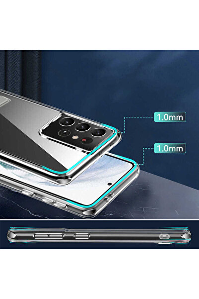 zore Galaxy S21 Ultra Compatible Stand Transparent Silicone Senk L-Stand Case-No Color