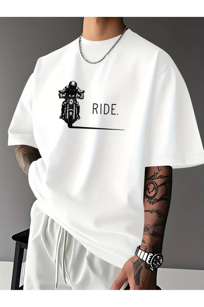 Eritqaa تي شيرت للجنسين قصة فضفاضة رايد موتوركر مطبوع