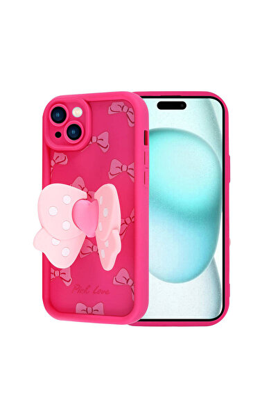 zore iPhone 15 Plus Case with Camera Protection and Figure Design Senk Kapya Cover-Dark Brown