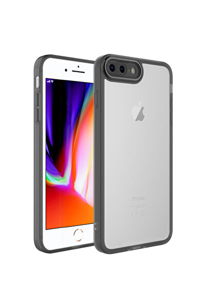 zore iPhone 7 Plus Case Camera Protected Transparent Senk Post Cover - Red