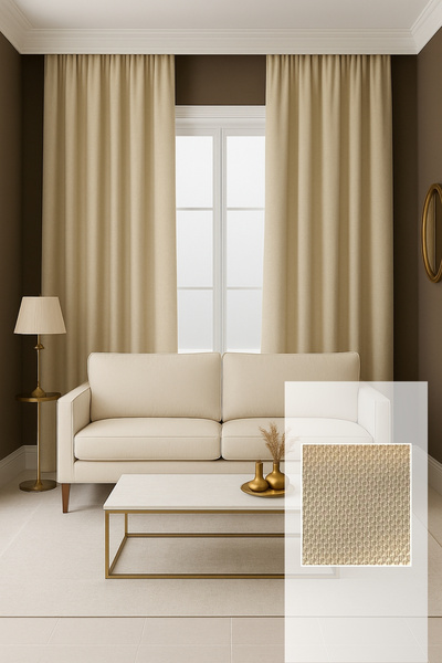 Perlife Gold ® Solid Color Background Curtain – Frequent Pleats – Living Room and Sitting Room | Custom & Ready-To-Wear | Simple, Stylish