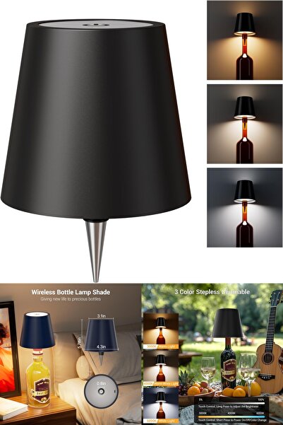 Yu Su Tools Şarj Edilebilir 5200mAh Şişe Abajur – 3000K/4000K/6000K 3 Renk, D...