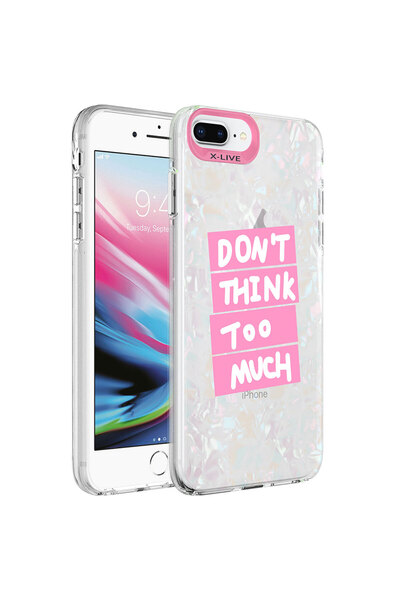 zore iPhone 8 Plus Case Marble Pattern Senk Marbello Cover - Pink