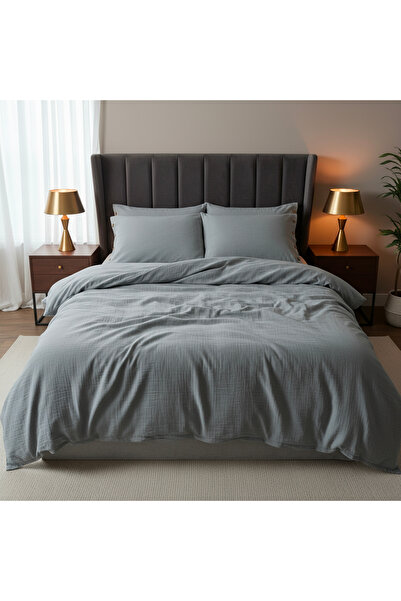 Befera Design Muslin 100% Cotton Double Size Washable Duvet Cover Set Non-Ironing Mint Green