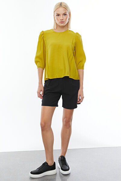 PAULMARK Crew Neck Shoulder Detail Blouse