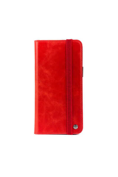 zore iPhone 11 Pro Max Compatible Senk Genuine Leather Multi Wallet Case-Red