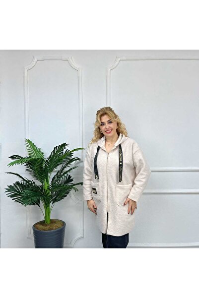 EMZAGİYİM Women's Hooded Pocket Buckle Fabric Seasonal Coat