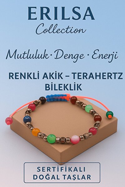 Erilsa سوار حجر العقيق الملون المعتمد بتقنية التيراهيرتز - حجر طبيعي يمنح الس...