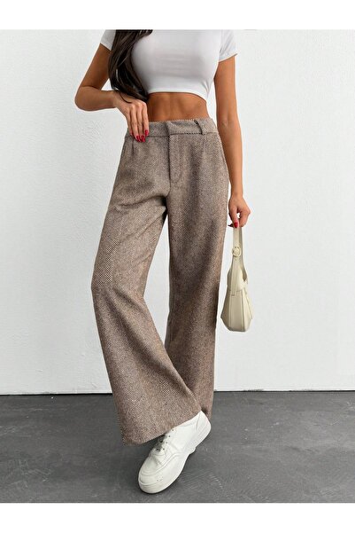 ROAVA Kadın Desenli Bol Paça Uzun Pantolon