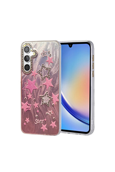 eco port غطاء حماية لهاتف سامسونج جالاكسي A34 5G - غطاء بليد ميرور منقوش - نم...