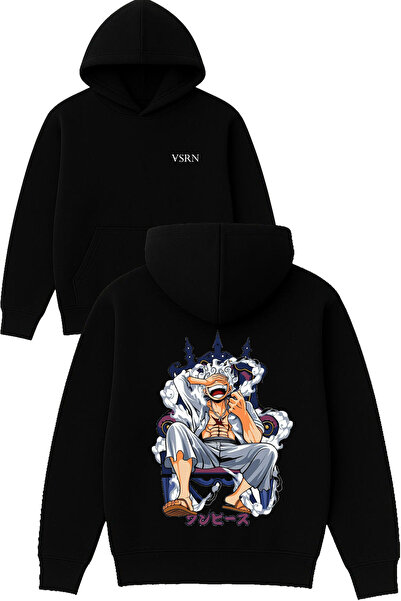 VSRN Φούτερ με κουκούλα King anime Design με στάμπα, μεγάλου μεγέθους, μαύρο