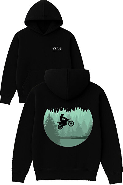 VSRN سترة رياضية بتصميم ممتع للدراجات النارية في الجبال مطبوع قصة فضفاضة أسود...