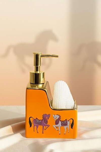 ALBETTO موزع صابون سائل فاخر من البورسلين على شكل حصان سعة 500 مل مع حجرة للإ...
