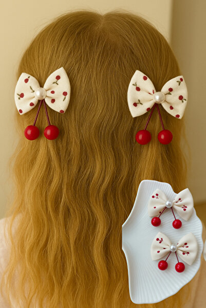 Nisankids Girl's Dangling Bow Cherry Buckle 1 Piece Latch Buckle