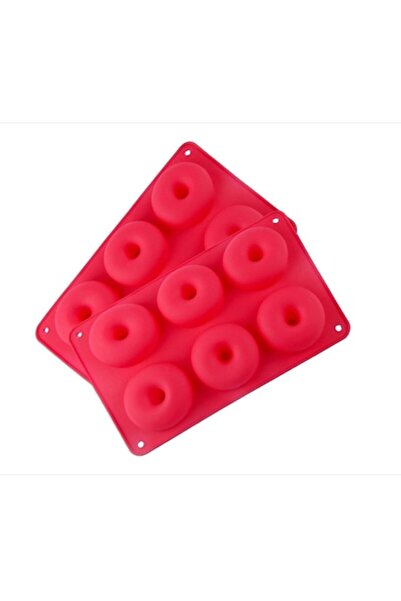 OEM Set of 2 baking trays for donuts, silicone, 27.5x17.5x3 cm, Red