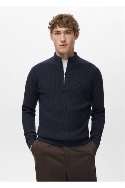 MANGO Man Ribana fermuarlı yaka kazak