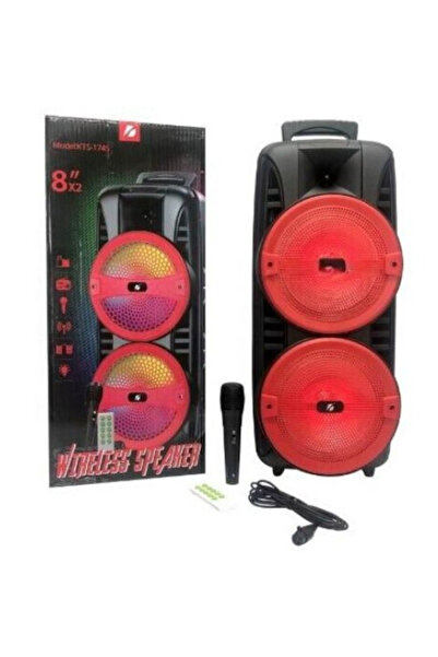AHMED Portable Speaker 8 x 2 inch KTS 1745 RGB with Microphone and Remote Control 2400 mAh